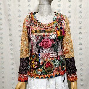 Patchwork Knitwear Design Sweater, Boho Clothing